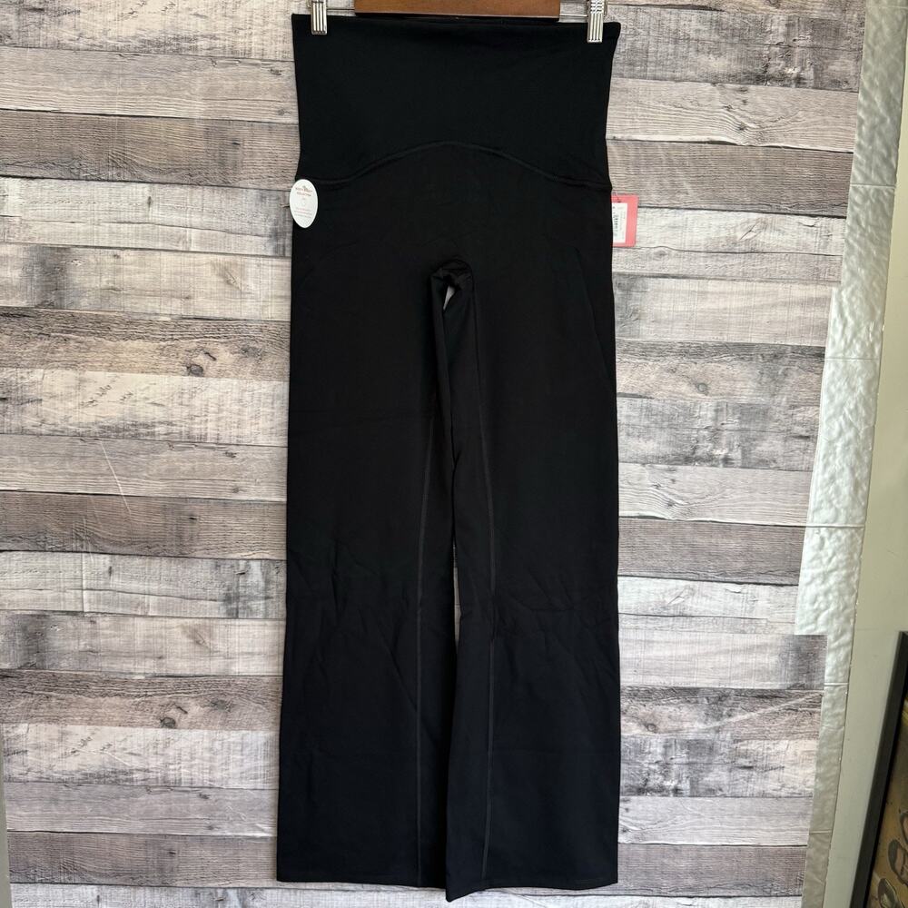Spanx Booty Boost Skinny Flare Leggings Very Black High Rise Yoga Pants Sz L NWT